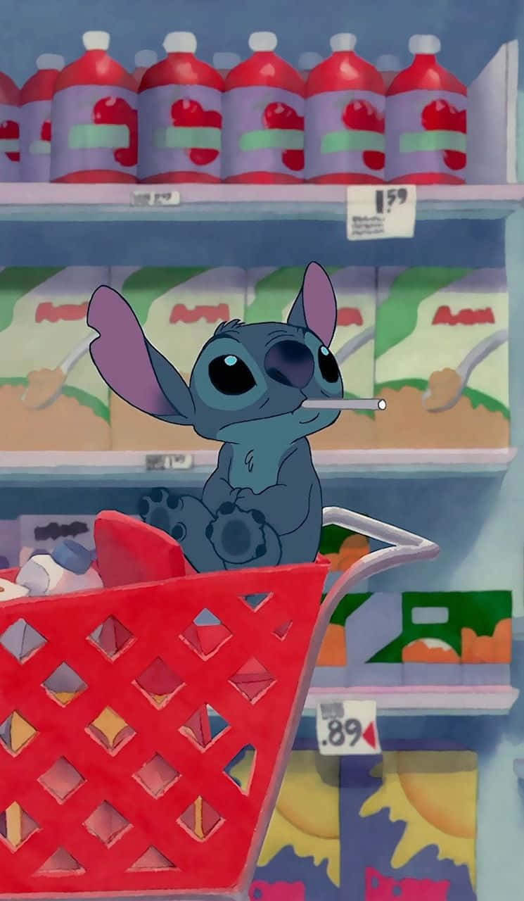 Aesthetic Stitch Grocery Shopping Disney Wallpaper
