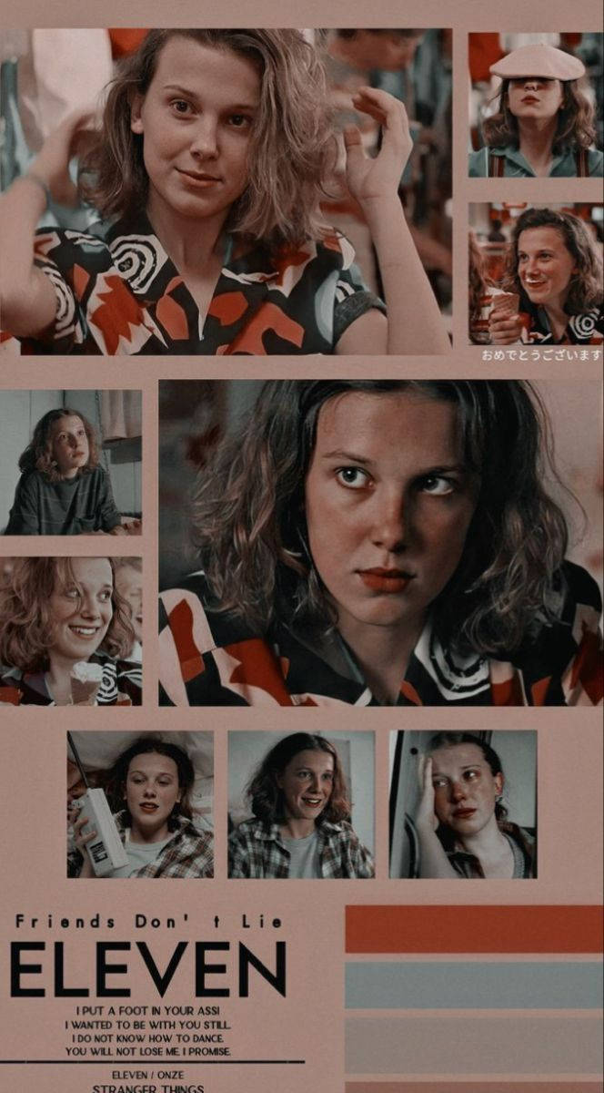 Cute Aesthetic Stranger Things Eleven Pink Background Wallpaper