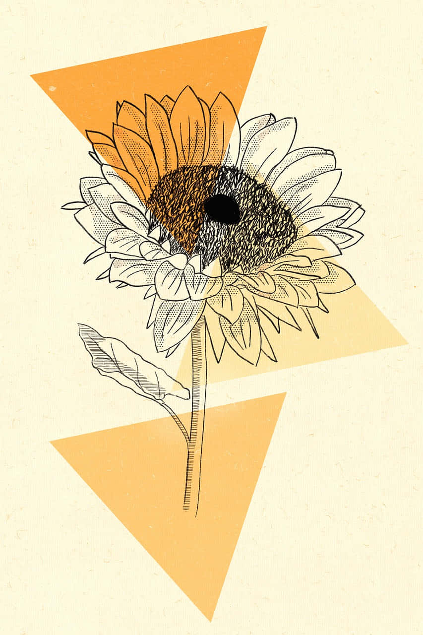 A bright aesthetic sunflower stands tall in the sunshine