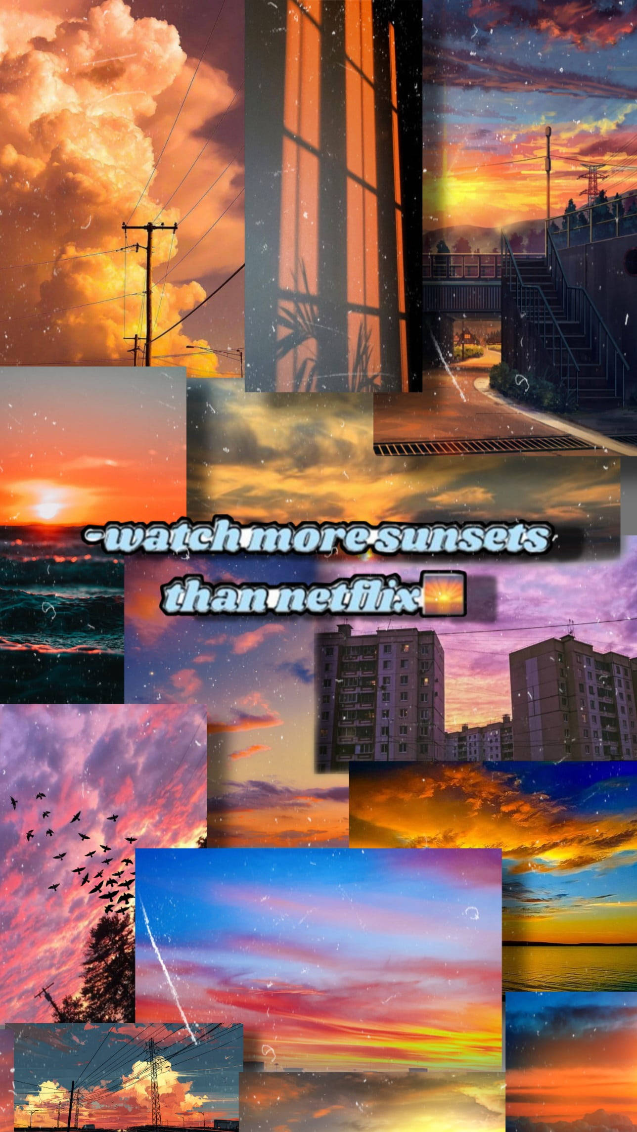 Aesthetic Sunset Collage Quote Wallpaper
