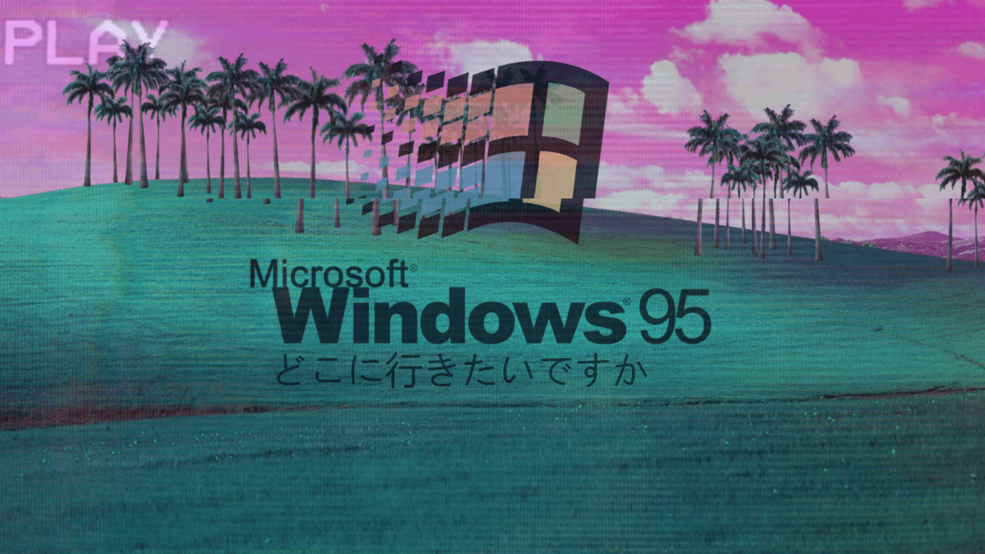 Aesthetic Teal Windows 95 Retrowave Design Wallpaper