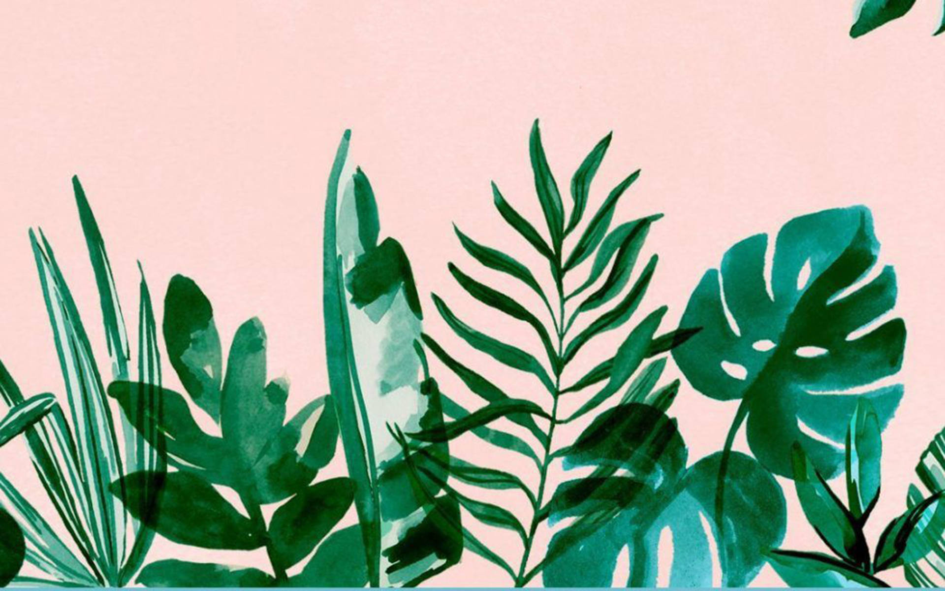 Aesthetic Tropical Plants Digital Artwork Wallpaper