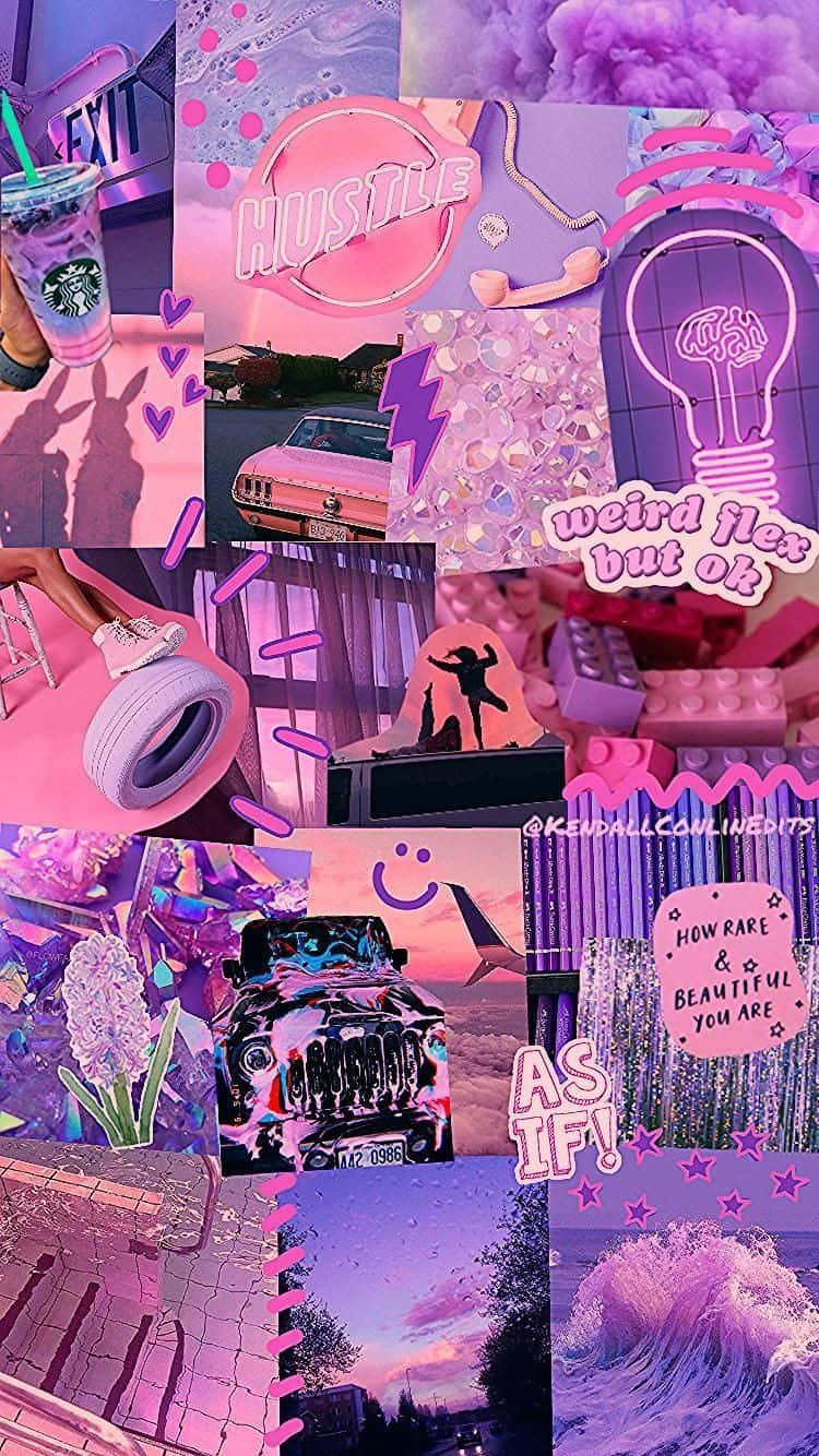 Ästhetischevintage-lila Und Pinke Collage Wallpaper