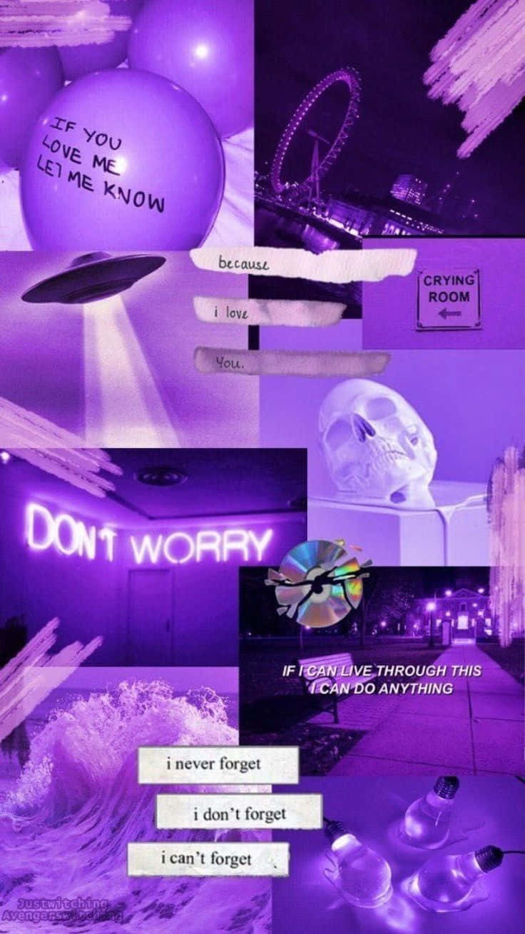 Aesthetic Vintage Purple Quotes Collage Wallpaper