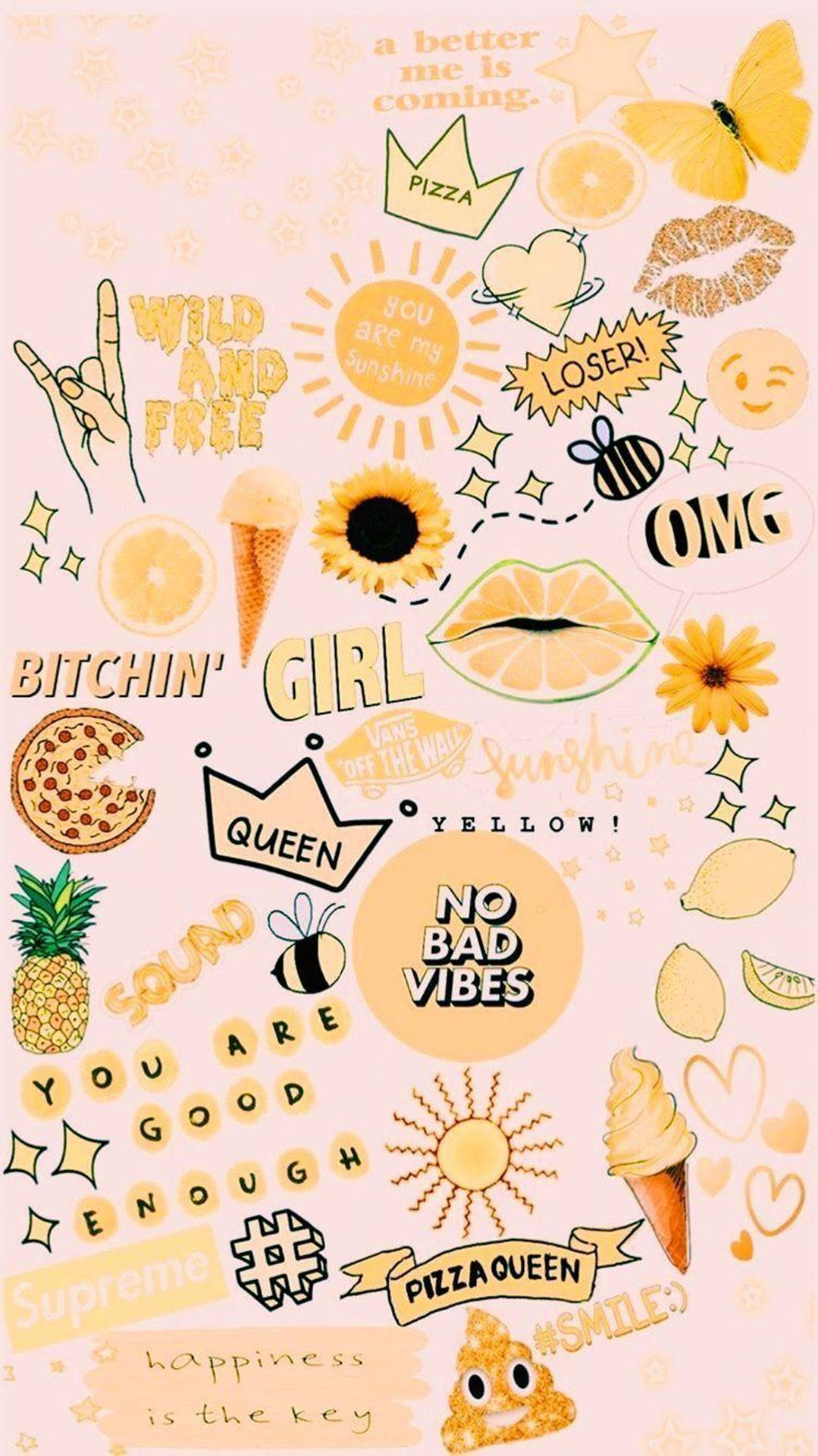Aesthetic Vsco Collage With Yellow Theme Wallpaper