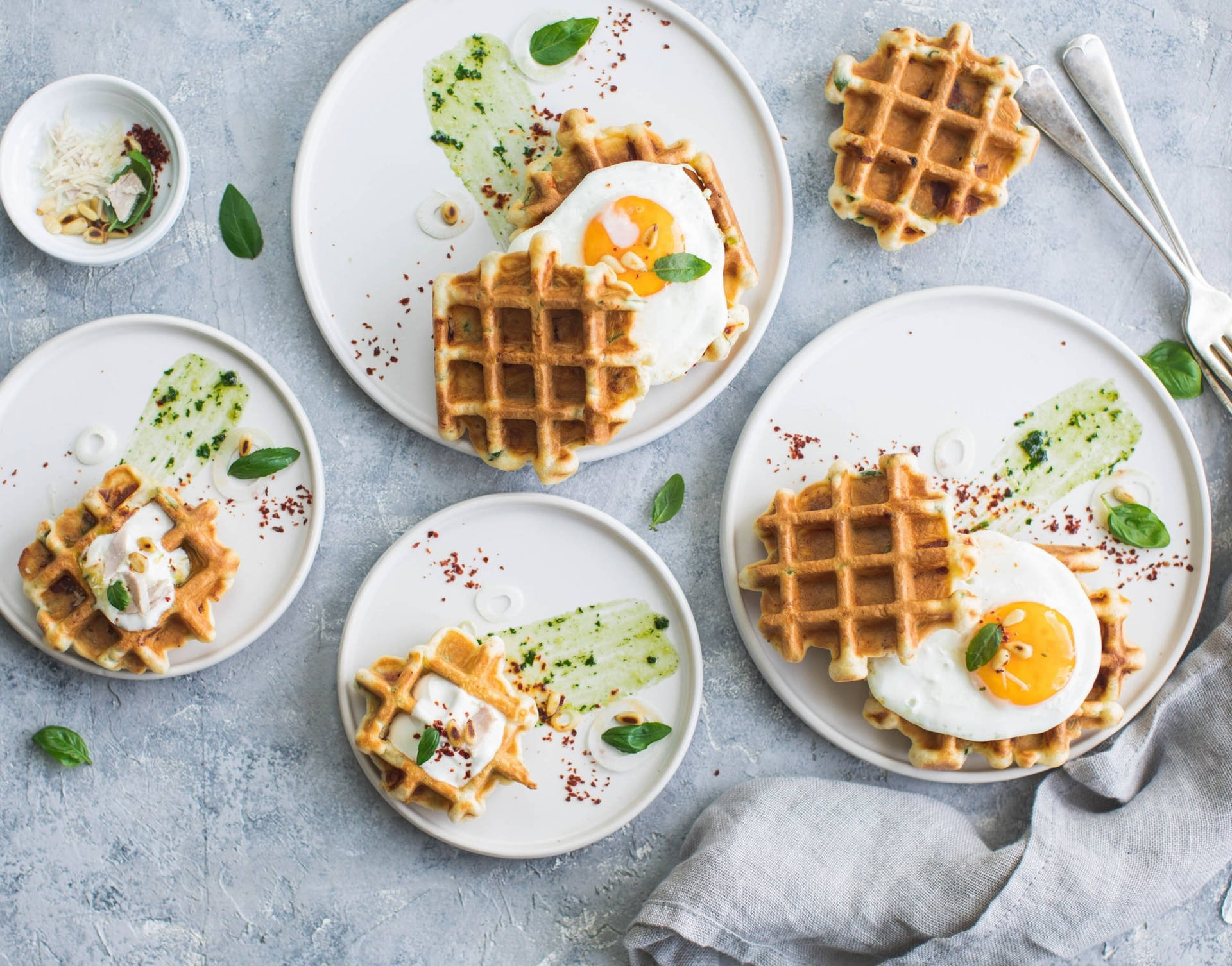 Aesthetic Waffles And Eggs Breakfast Wallpaper