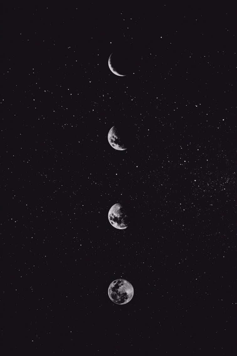 Aesthetic White And Black Iphone Moon Phases Wallpaper