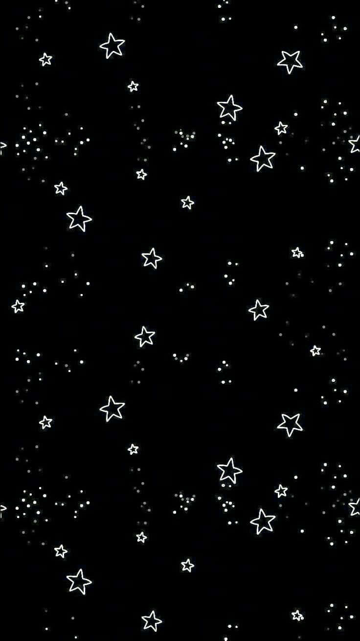 Aestetisk hvid og sort Iphone stjerner i himlen Wallpaper