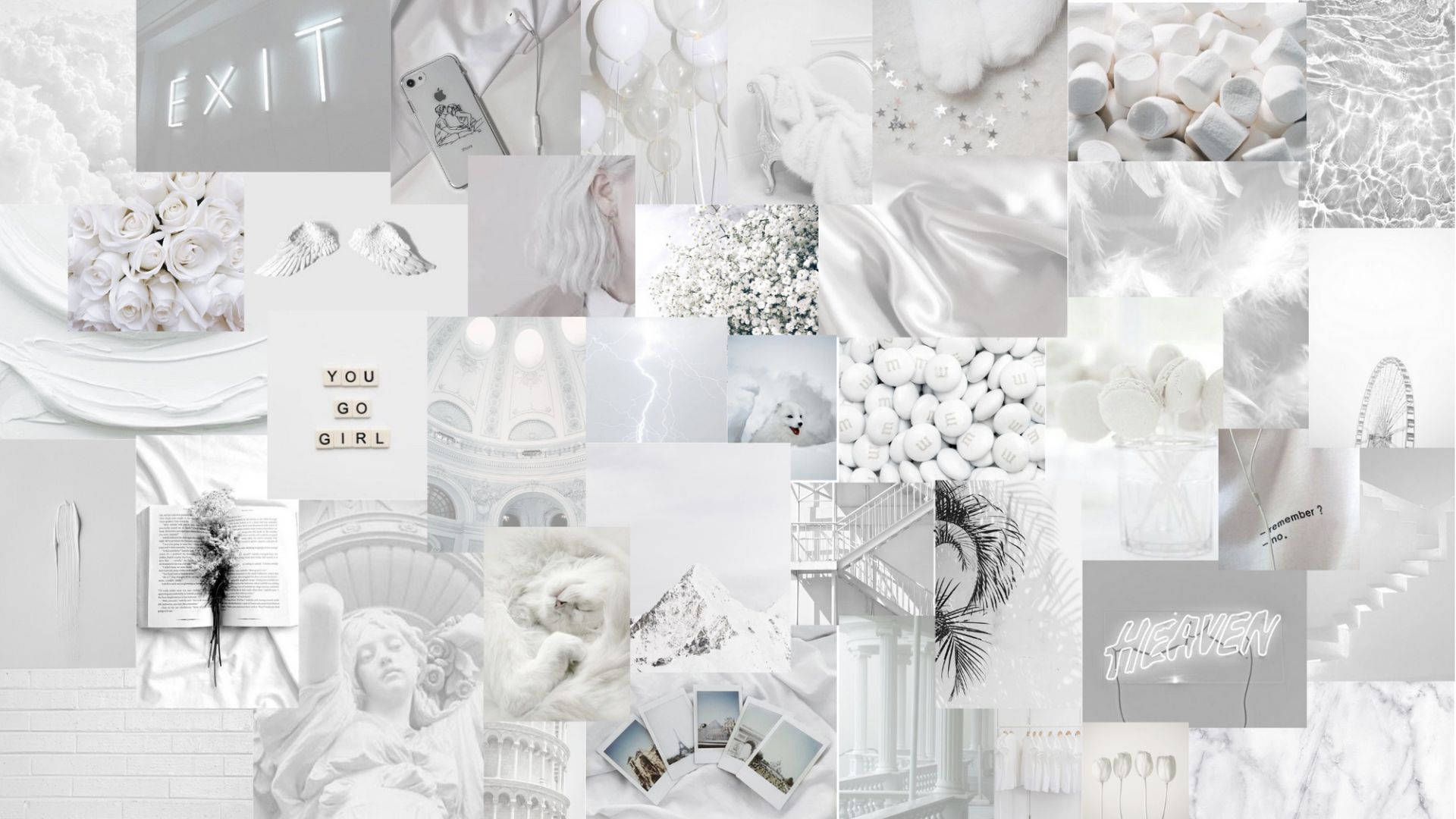 Aesthetic White Collage Image Wallpaper