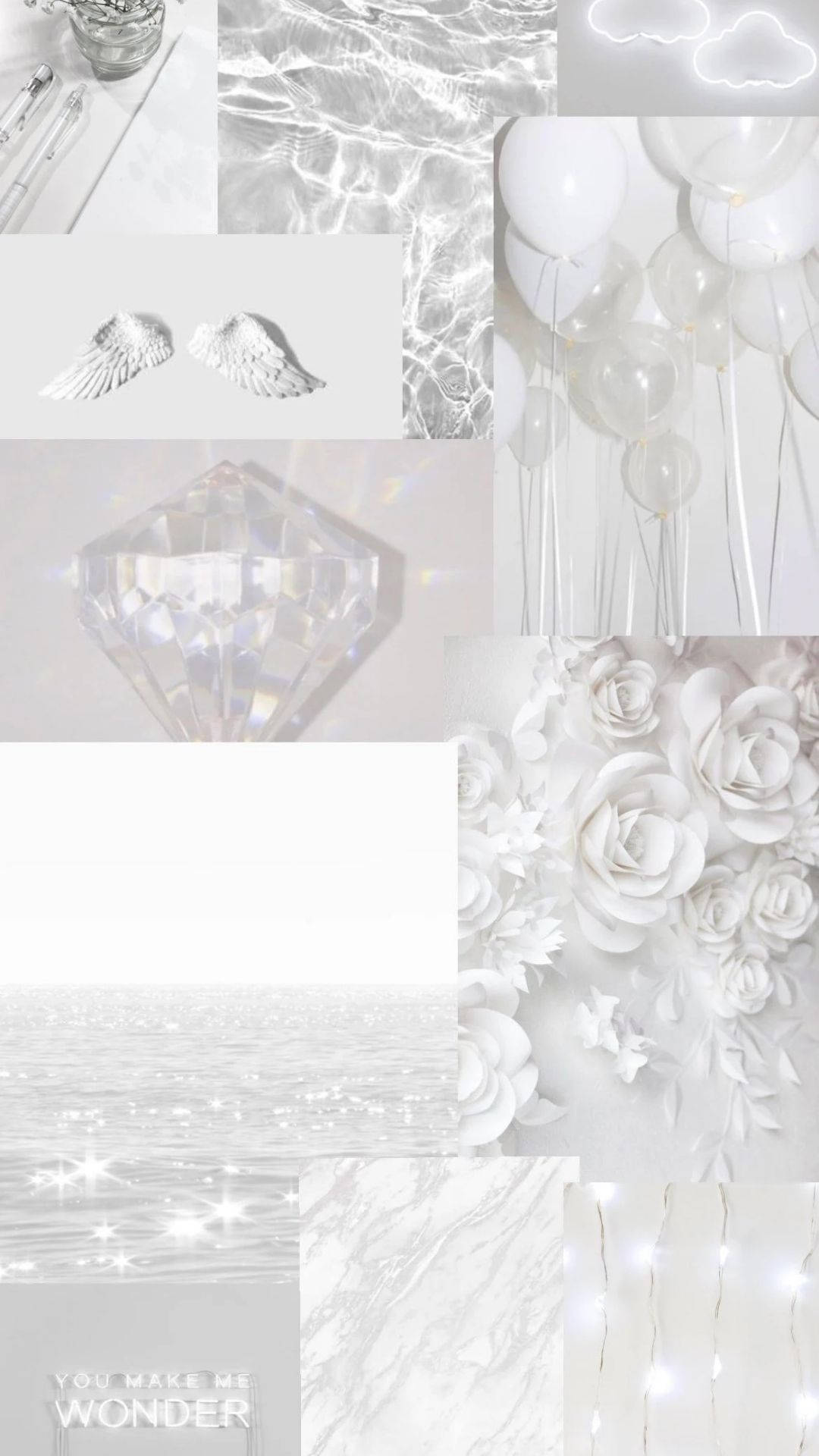 Aesthetic White Collage Wallpaper