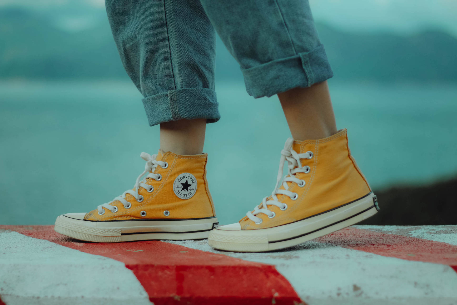 Aesthetic Yellow Converse Shoes Wallpaper