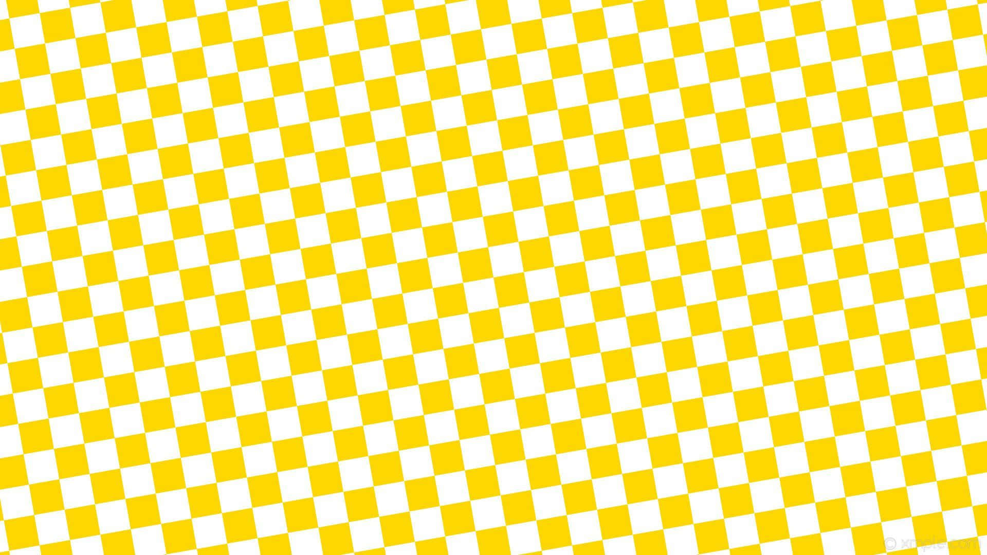 A Yellow And White Checkered Pattern Wallpaper