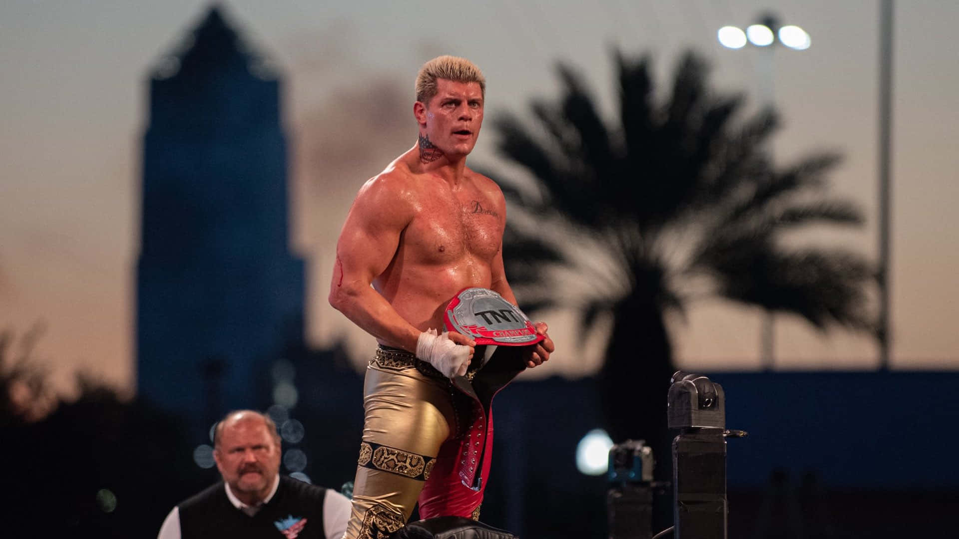 Aew Wrestler Cody Rhodes Tnt Belt Wallpaper