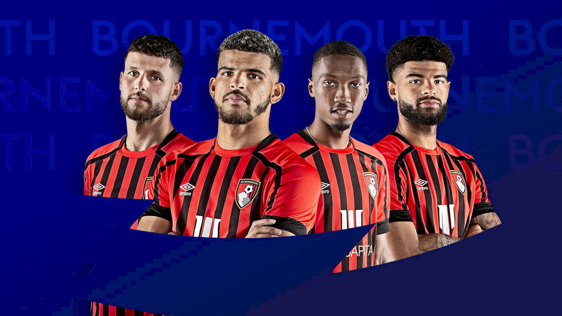 AFC Bournemouth Players On Blue Background Wallpaper
