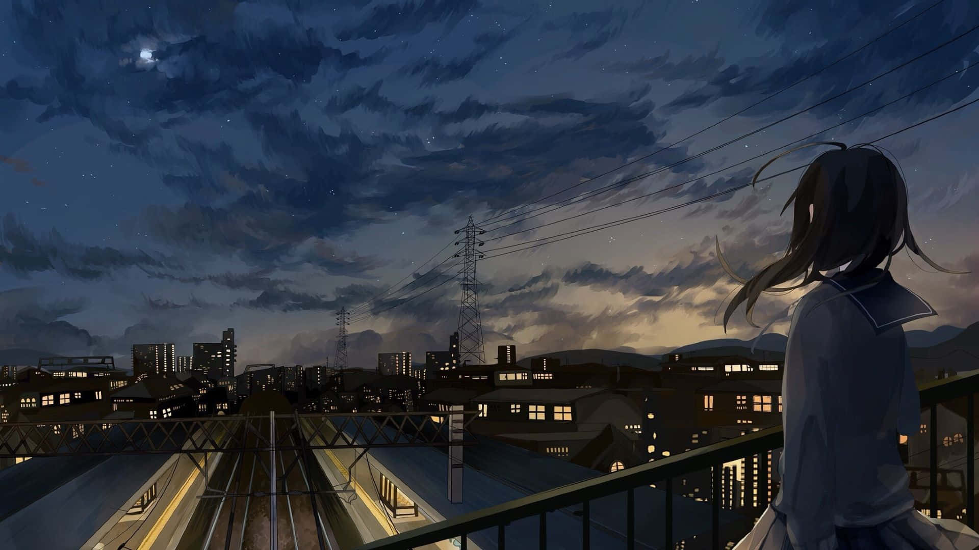 Affascinanteestetica Notturna Di Una Città Anime