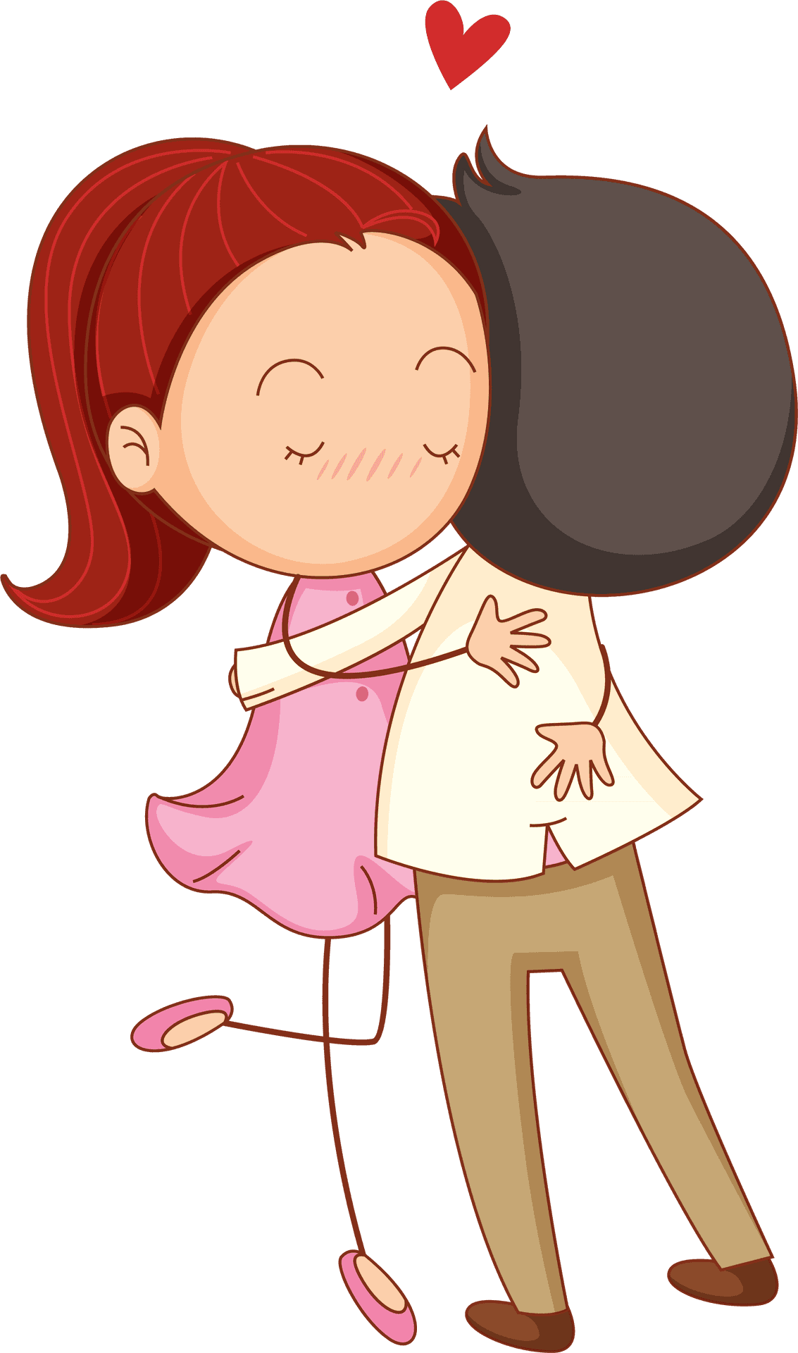 Affectionate Cartoon Hug PNG