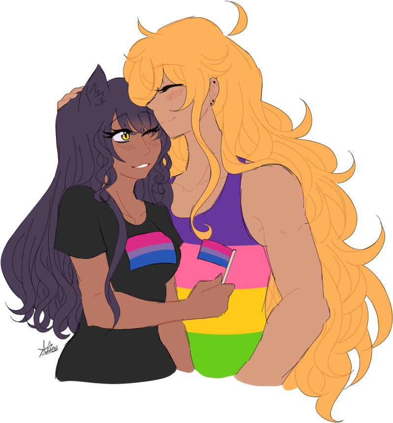 Affectionate Couple Lesbian Pride PNG