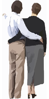 Affectionate Couple Walking Away PNG