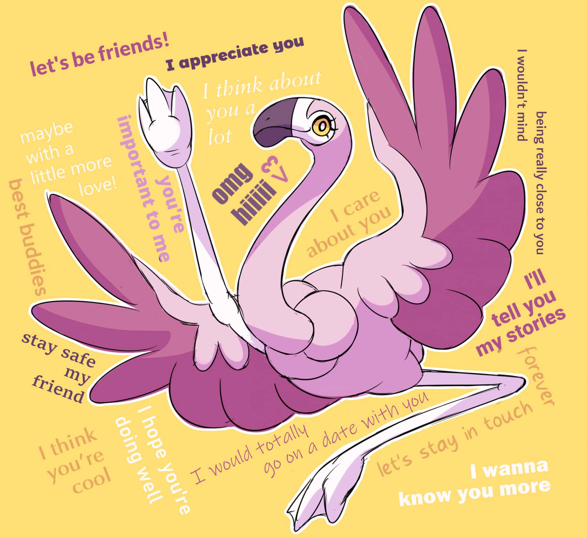 Affectionate Flamingo Expressions Wallpaper