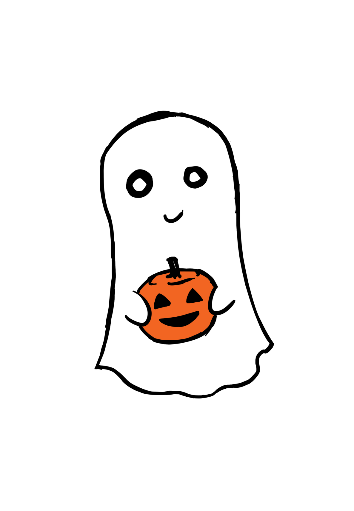 Affectionate Ghost Holding Pumpkin PNG