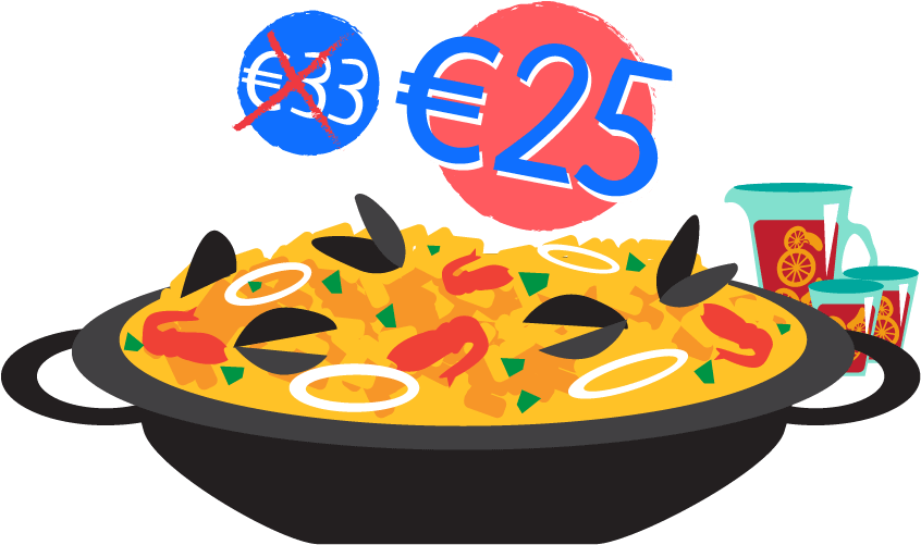 Affordable Paella Price Tag Illustration PNG