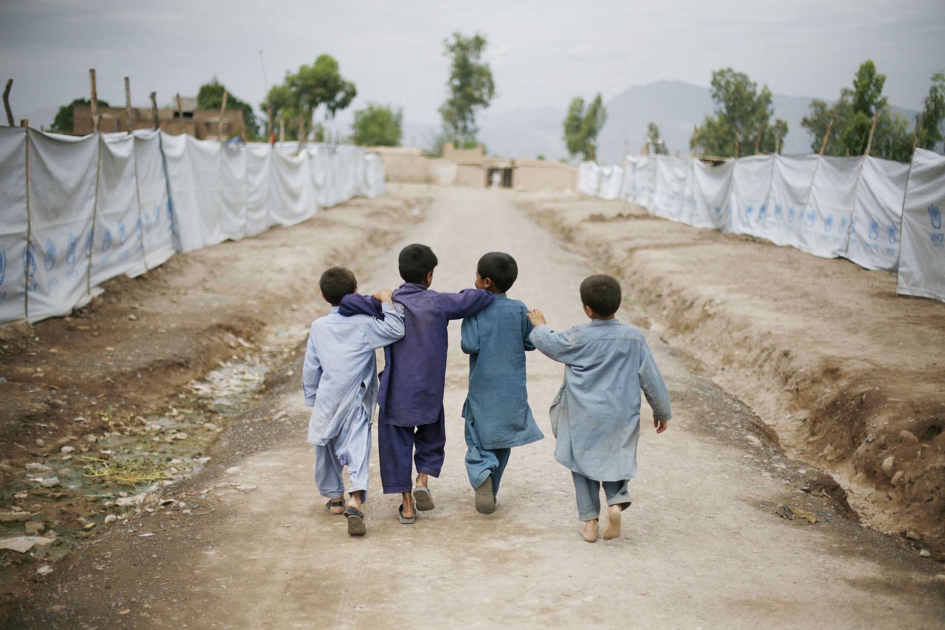 Afghanistan Kids Back View