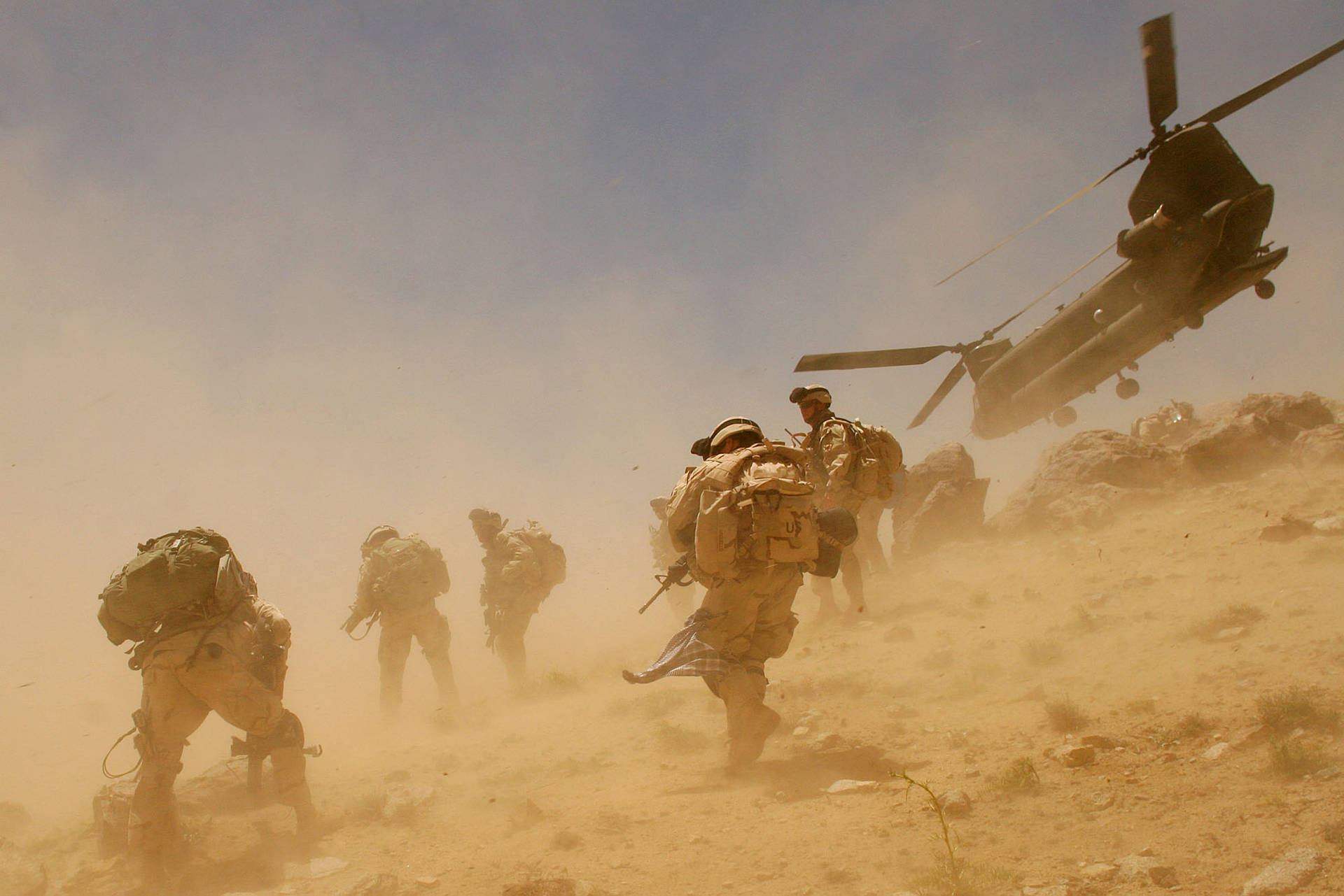 Afghanistan Military On Blowing Sand