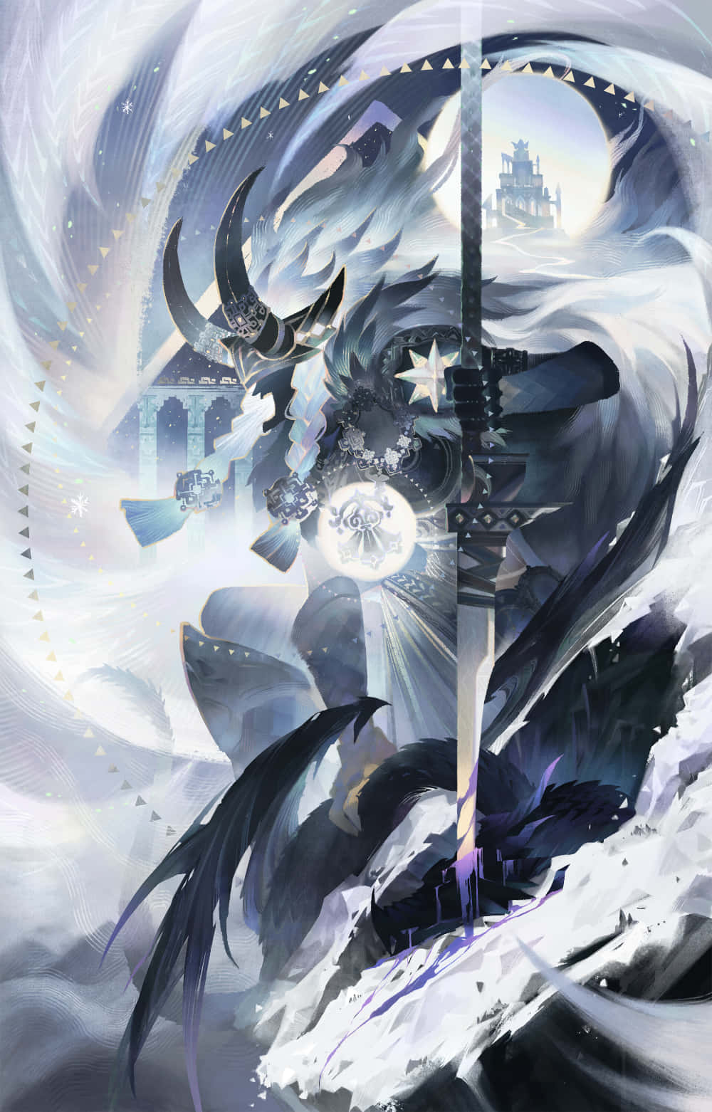 En dæmon med et sværd i sneen Wallpaper
