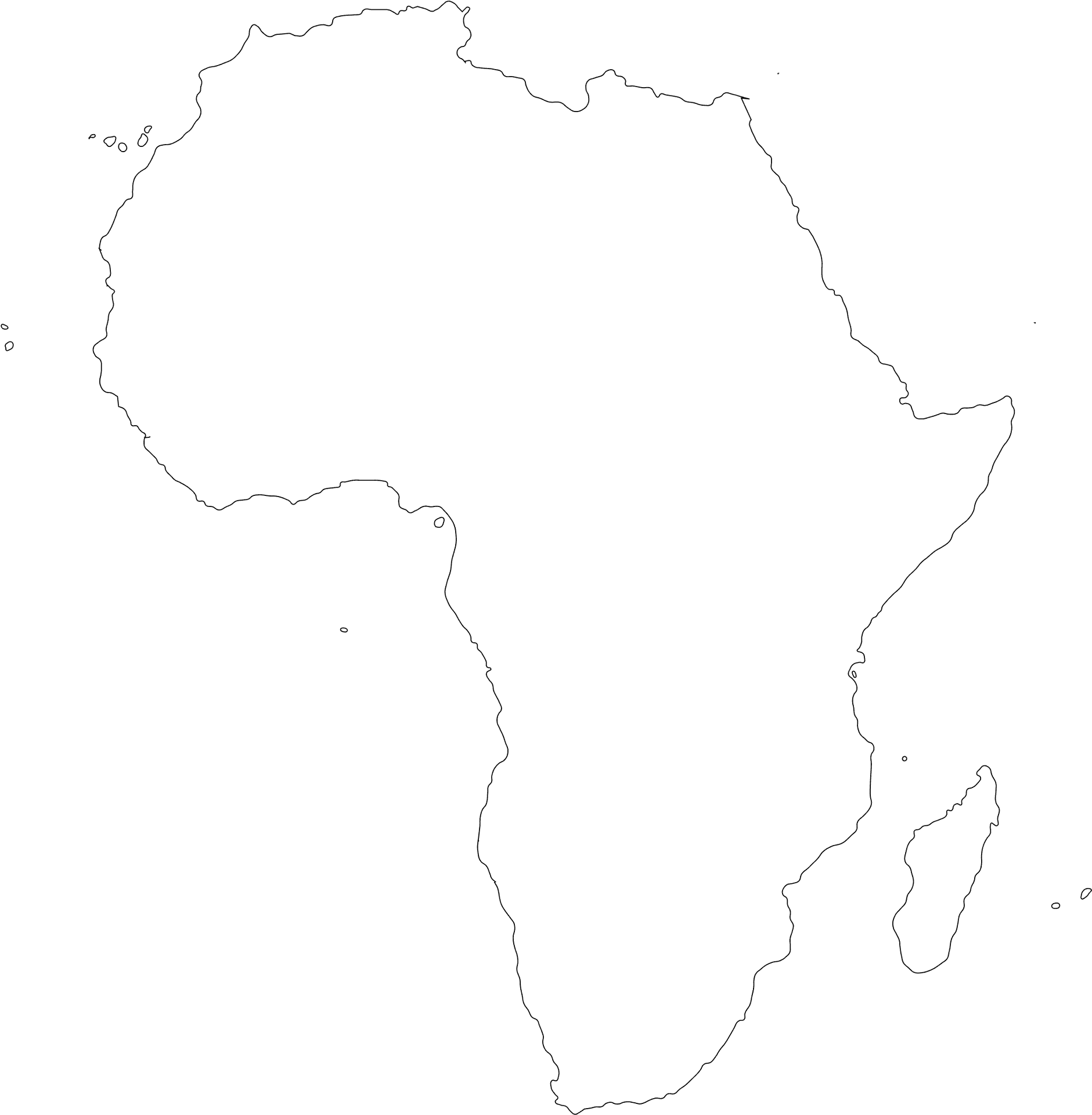 Africa Contour Outline Map PNG