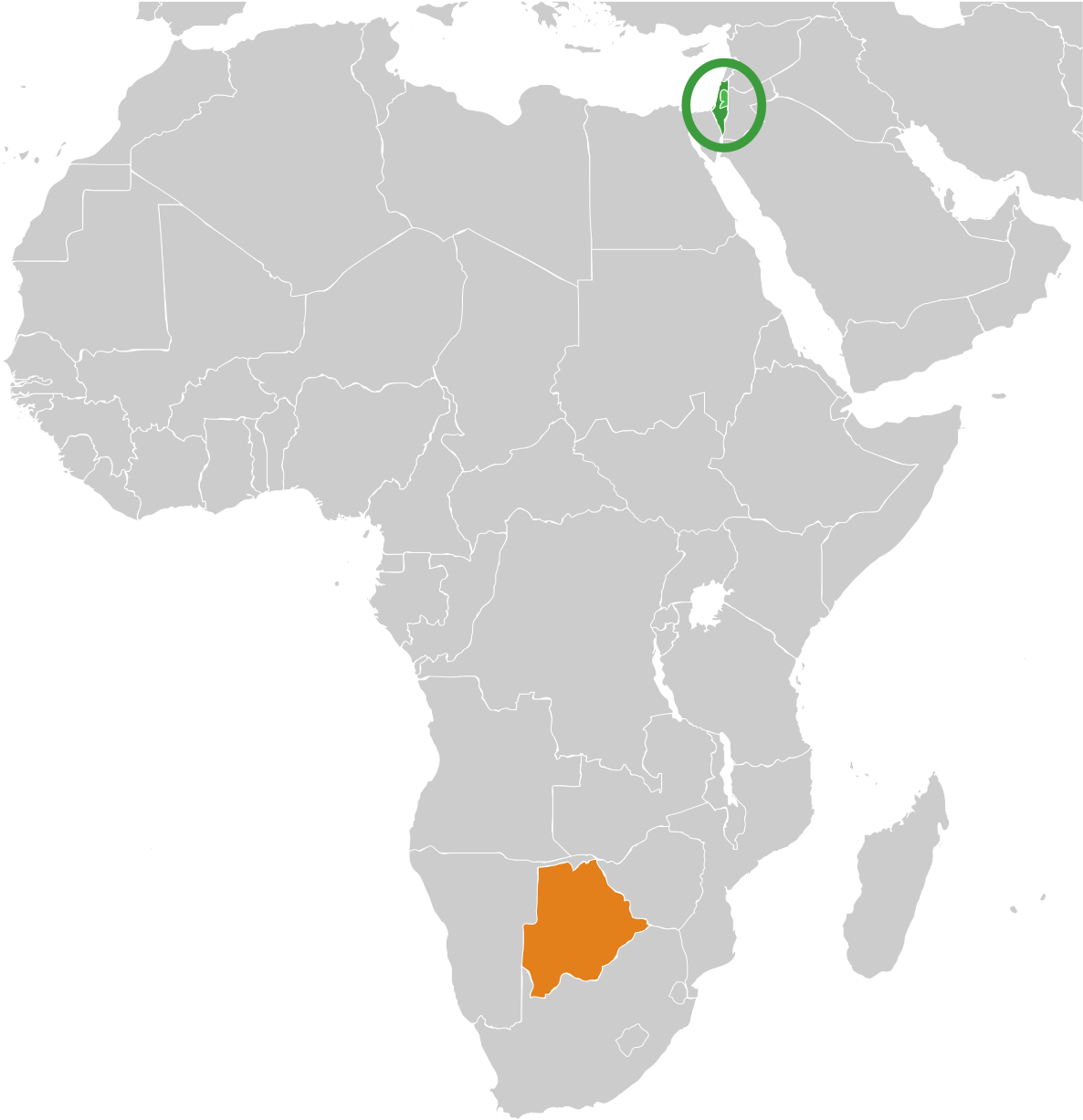 Africa_ Map_with_ Botswana_ Highlighted PNG