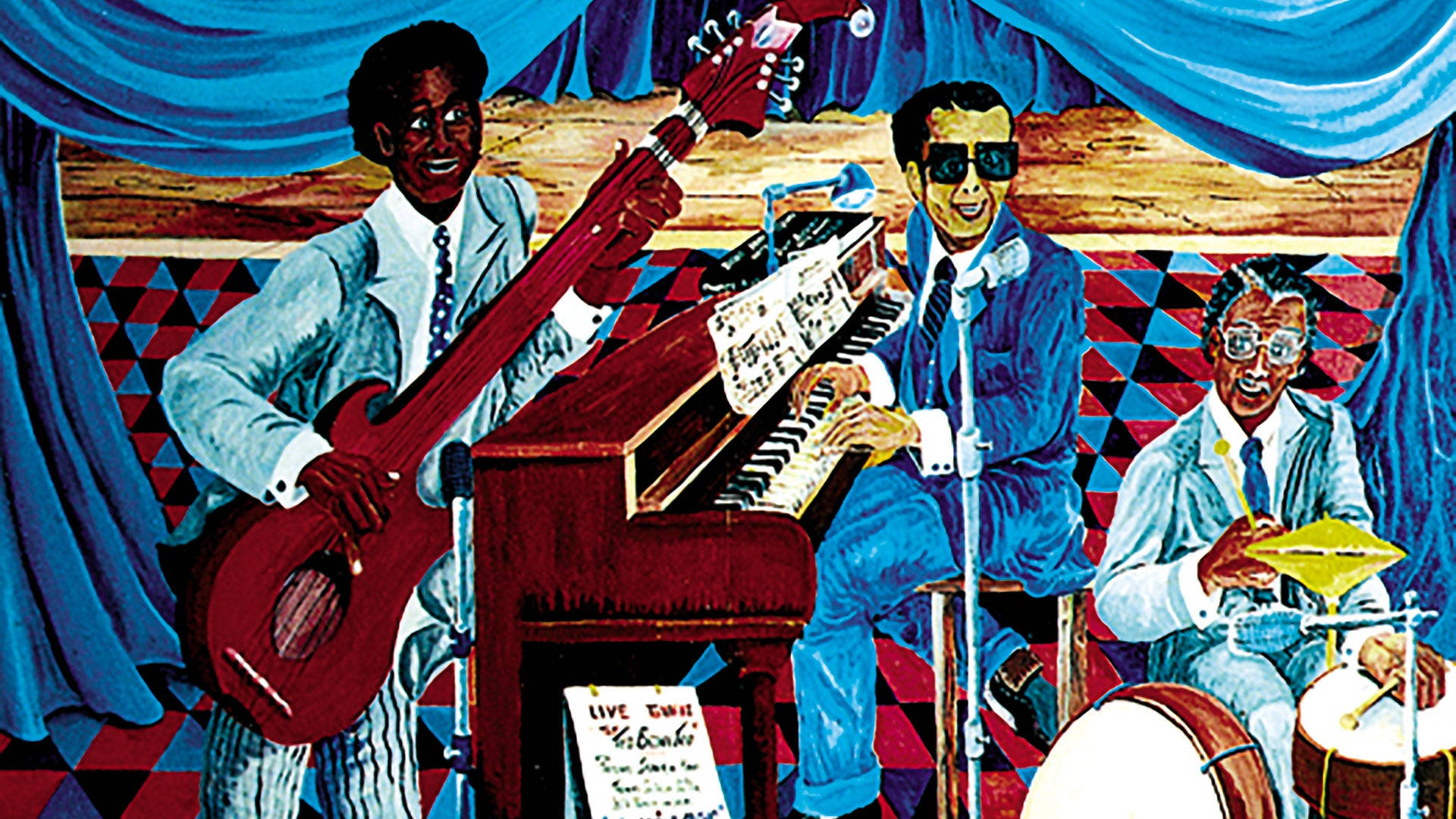 African American Band Painted Folk Art Wallpaper