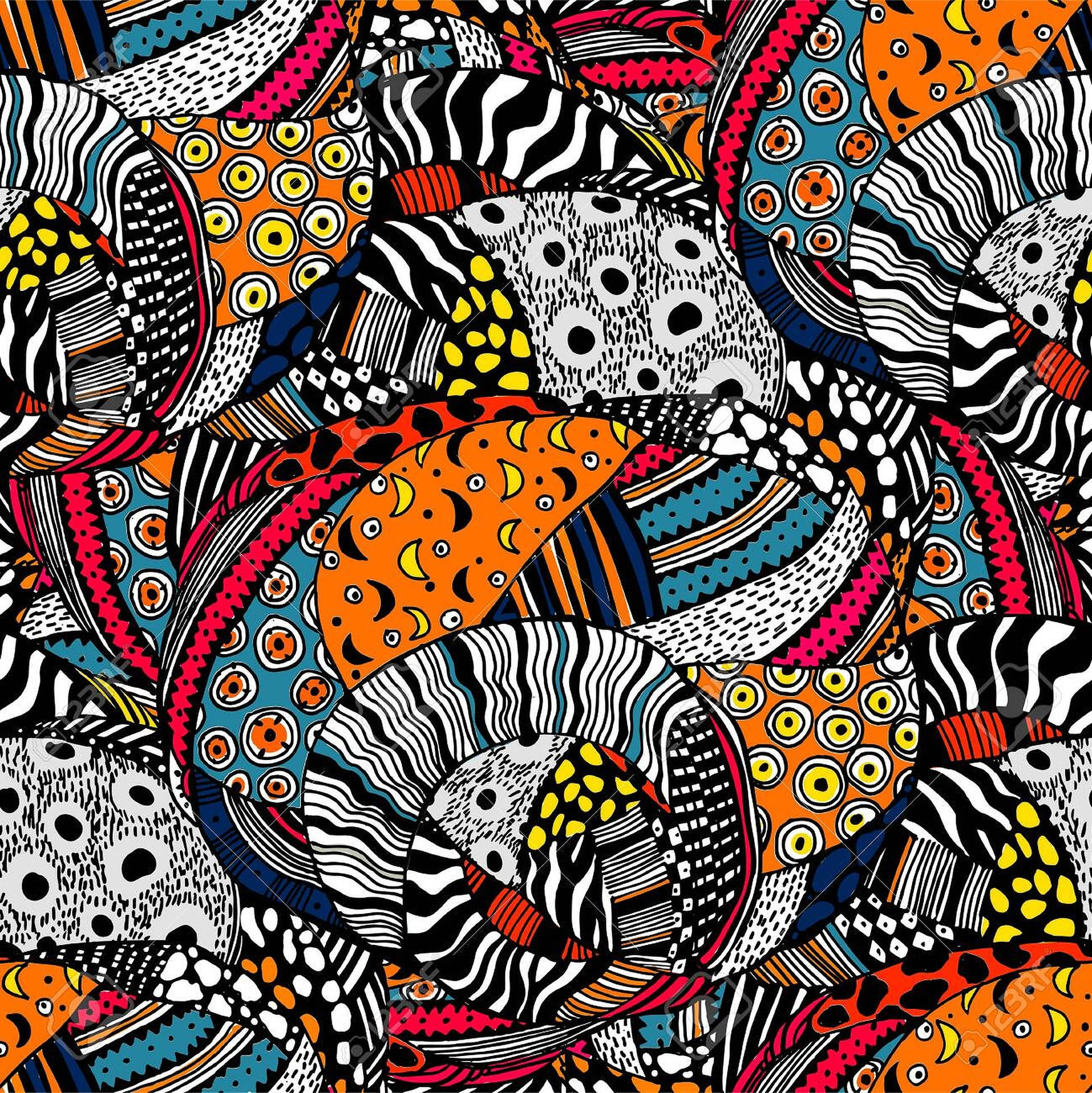 African Animal Patterned Art Wallpaper