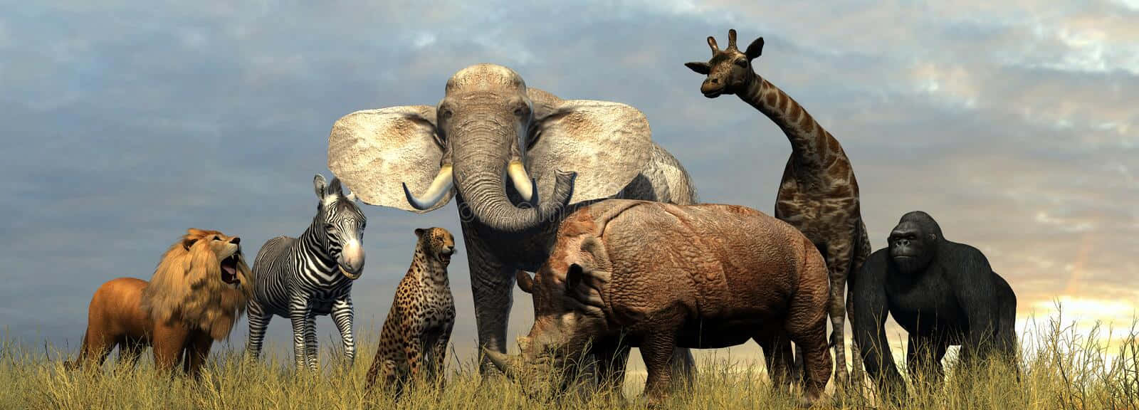 Enelefant Och En Okapi Som Deltar I En Lugn Stund I Den Afrikanska Vildmarken.