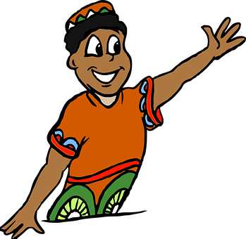 African Animated Character Greeting PNG