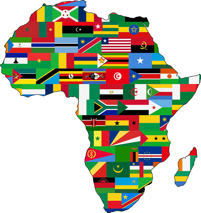 African Continent Flags Map PNG