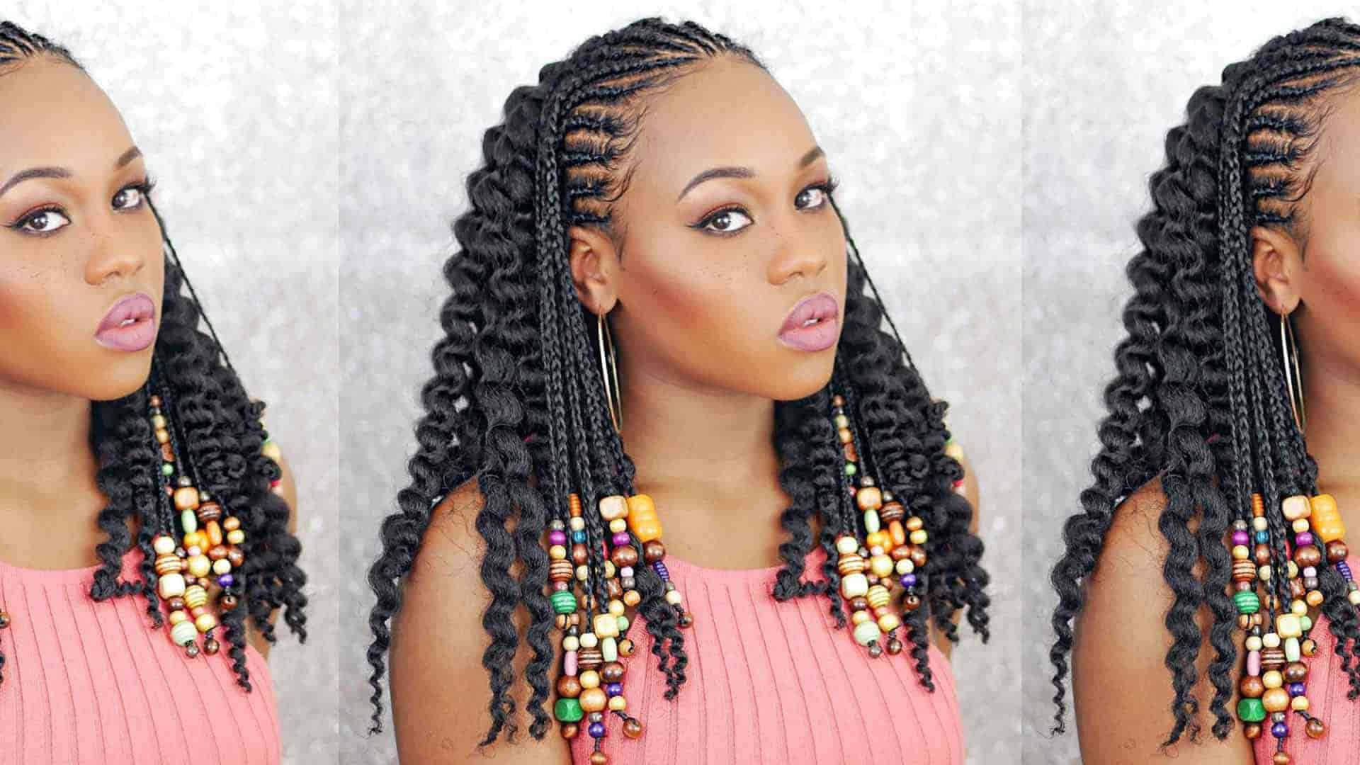 A Woman With Braids And Beads On Her Hair