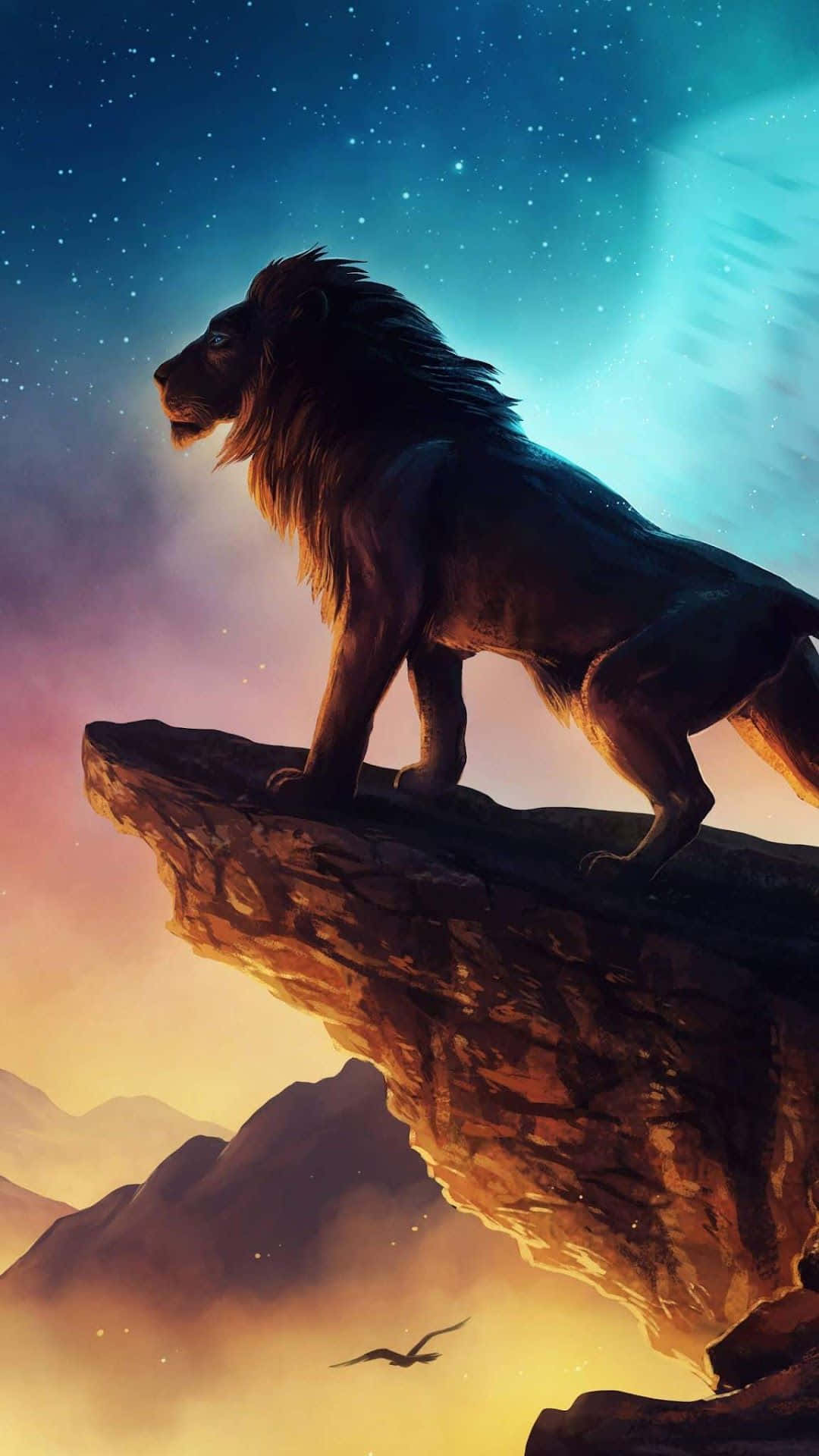 African Lion On The Edge Of A Cliff Phone Wallpaper