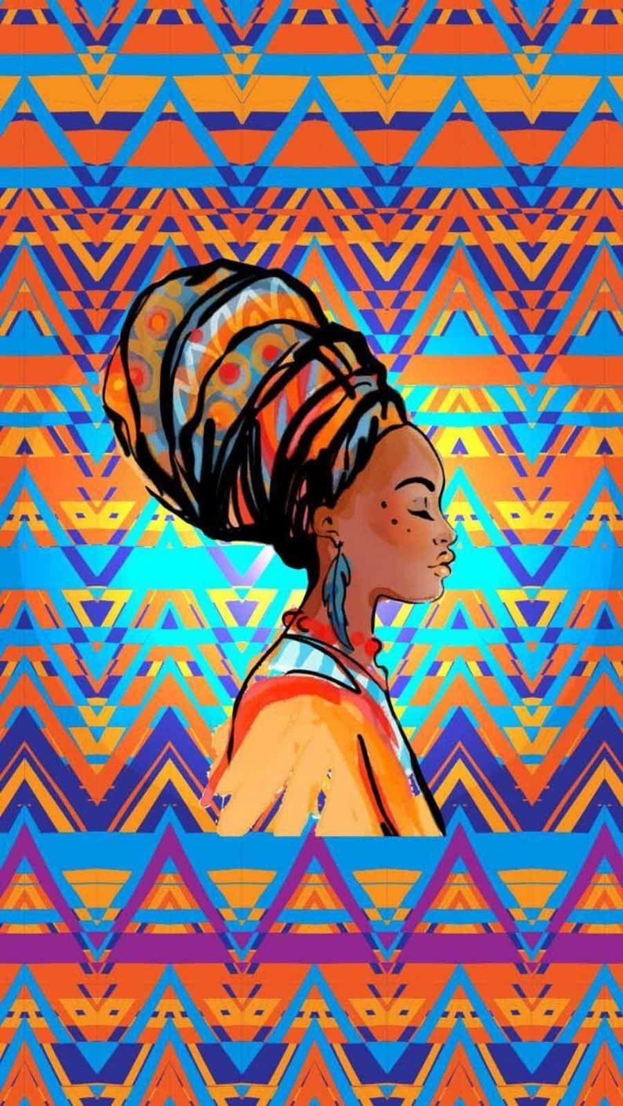 Mujerafricana Colorida En Retrato Lateral Para Teléfono. Fondo de pantalla