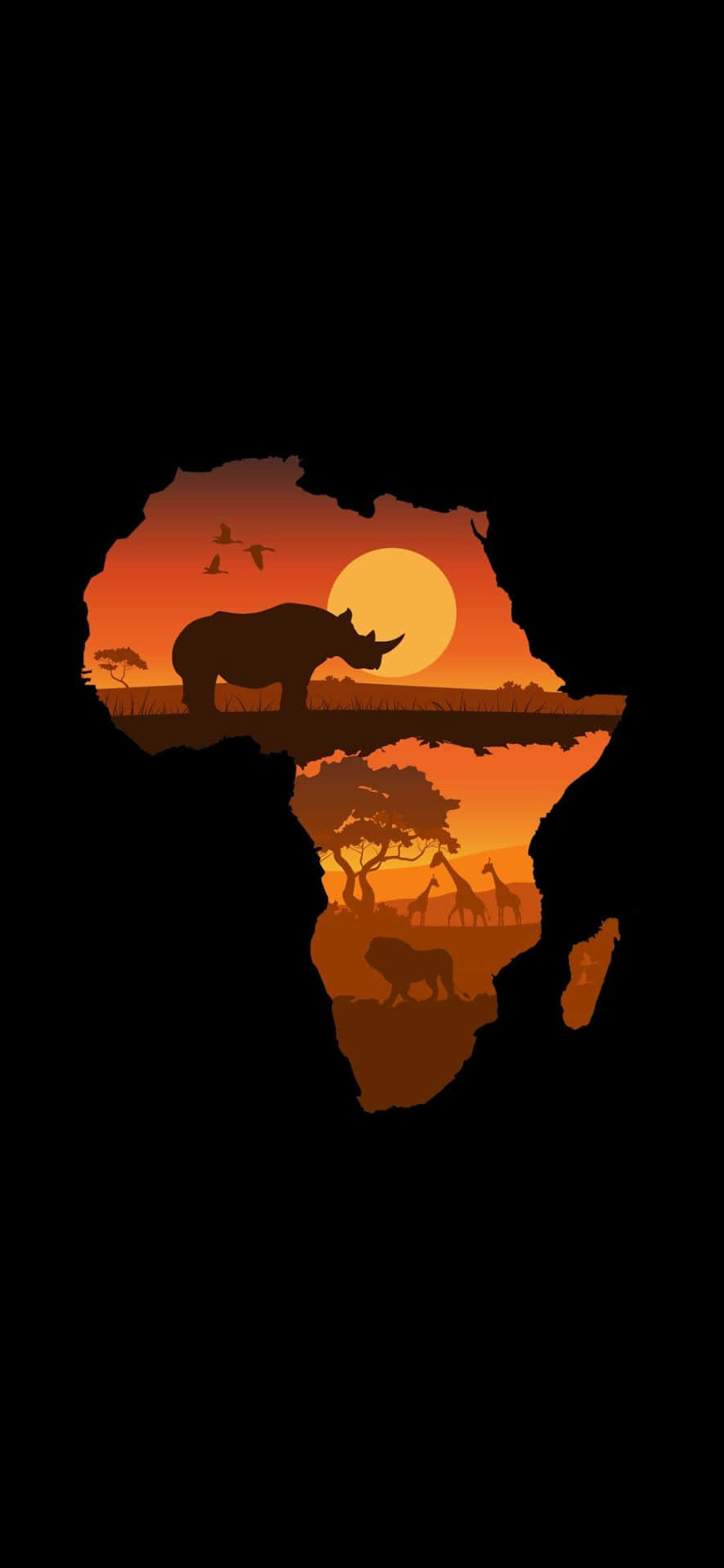 Criaturasde La Sabana Africana En El Teléfono Mapa. Fondo de pantalla