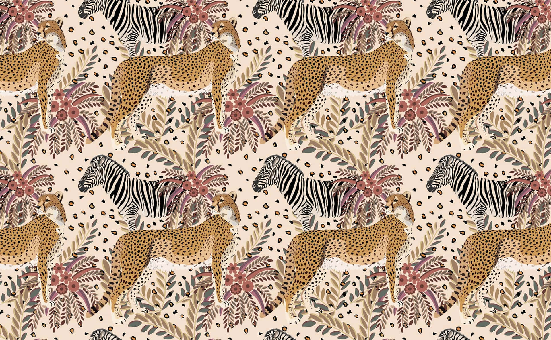 African Safari Print Fabric Pattern Wallpaper