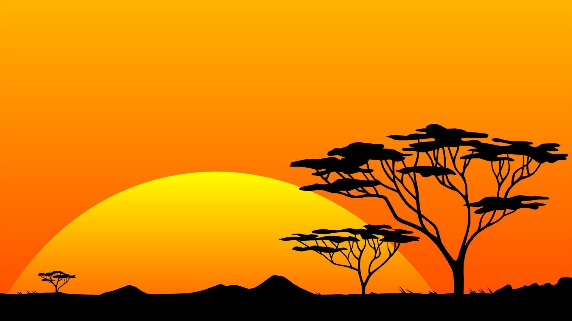 African Sunset In Wild Art Wallpaper