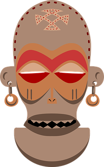 African_ Tribal_ Mask_ Vector_ Illustration PNG