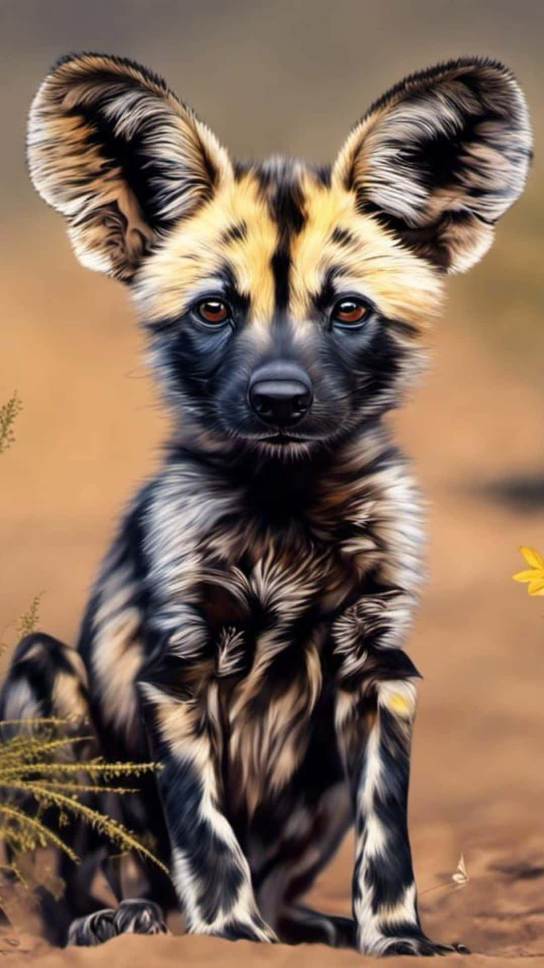 African Wild Dog Portrait Wallpaper