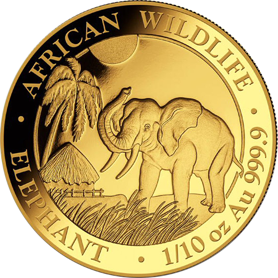 African Wildlife Elephant Gold Coin PNG