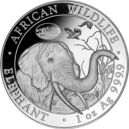 African Wildlife Elephant Silver Coin2017 PNG