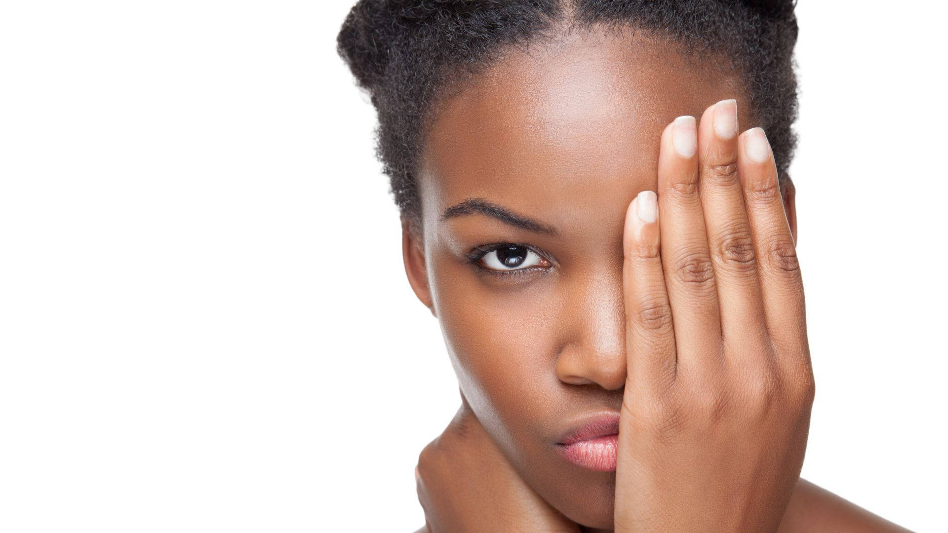 Donnaafricana Che Copre Il Suo Occhio Sfondo