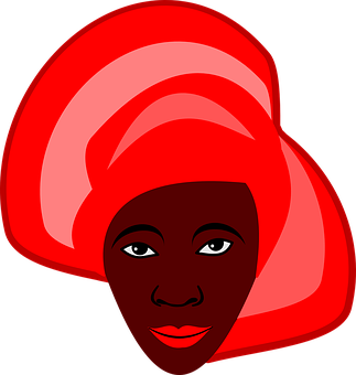 African Woman Red Headwrap Vector PNG