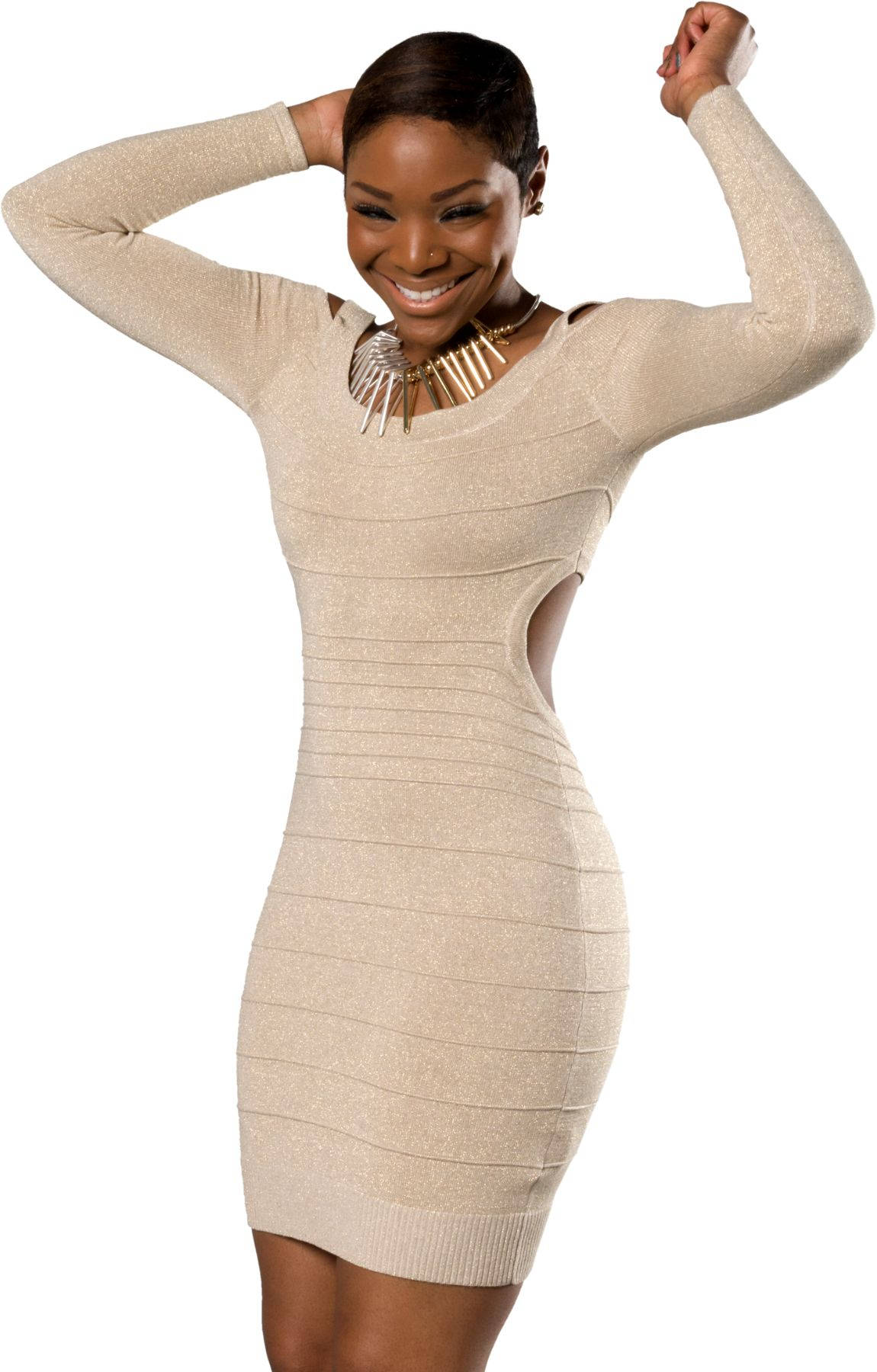 African Woman Ribbed Midi Dress Wallpaper