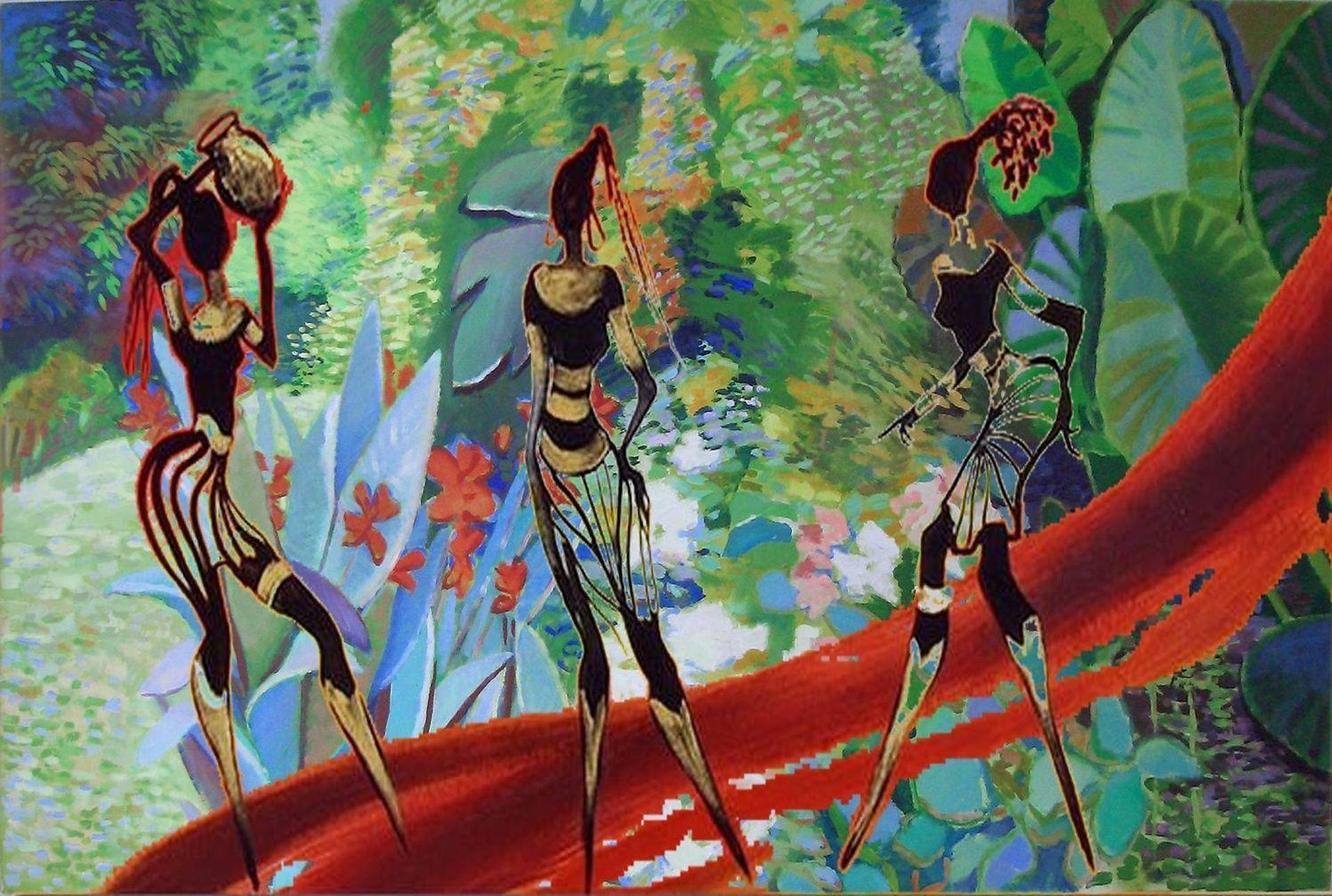 African Women Art Painting Wallpaper