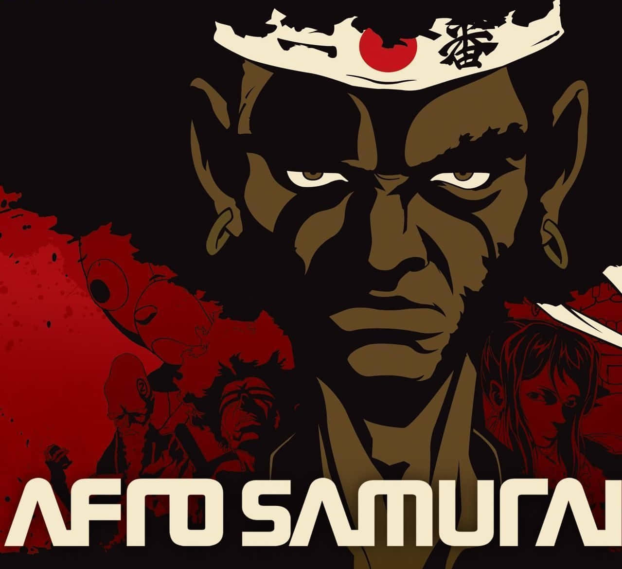 Afro Samurai in a powerful action stance Wallpaper